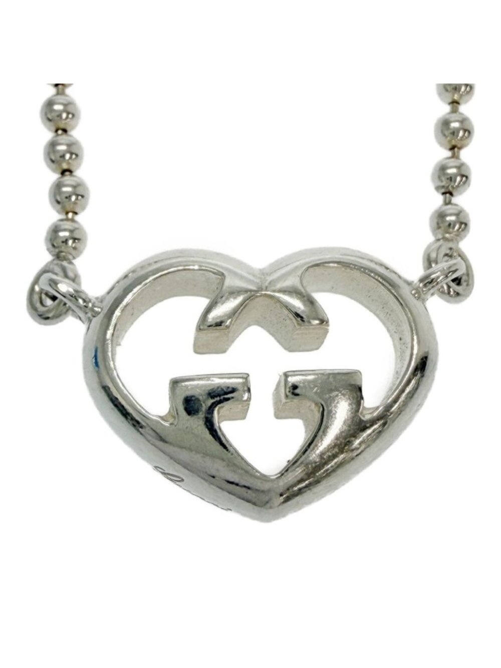 Gucci Silver Interlocking G Heart Necklace